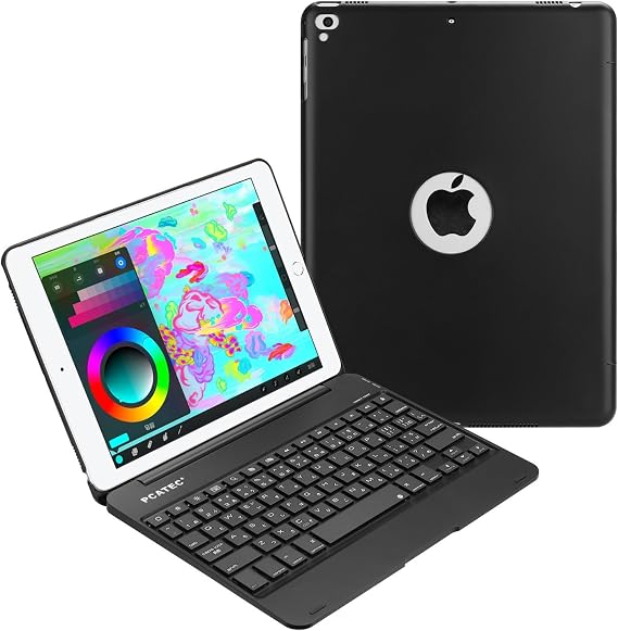 PC Keyboard Case for iPad 9.7 2018 6th Gen / iPad 9.7 2017 5th Gen / iPad Air Bluetooth Keyboard Case PC Cover, Converts into a Macbook, Supports Japanese Input Black