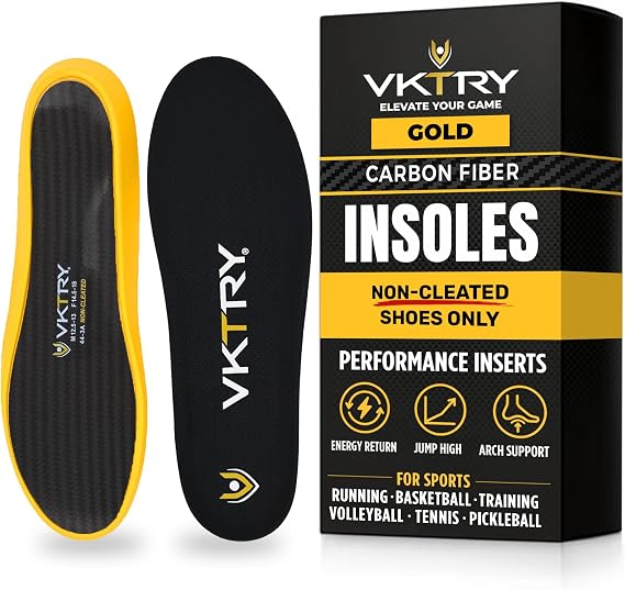 VKTRY Gold Sport Insoles for Non-Cleated Shoes - Carbon Fiber Insole