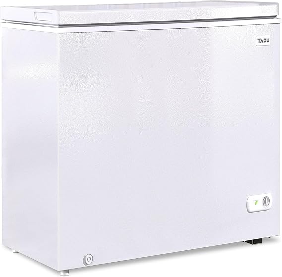 TABU 10.0 Cubic Feet Chest Freezer, Top Opening Large Deep Freezer, White | Compact, Freestanding, 7 Level Adjustable Thermostat & Removable Basket, Low Noise, Space-Saving (White, 10.0 Cu.Ft.)