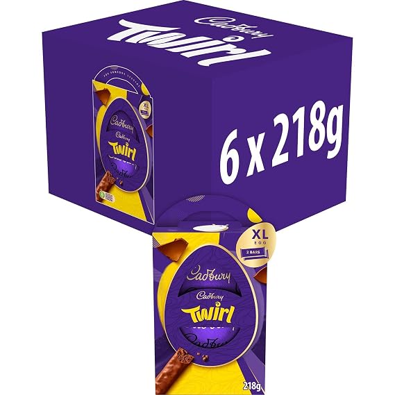 Cadbury Twirl Chocolate Easter Egg, Includes 1 Extra Large Chocolate Shell and 2 Twirl Bars, Gift for Easter, 218 g (Pack of 1)