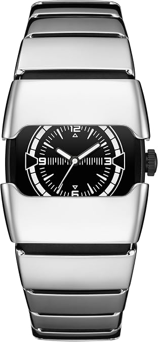 BENLYDESIGN Digital Watch for Men, Retro Y2K Vintage LED Display Unique Metal Futuristic Design Luminous Dial 5ATM Waterproof Stainless Steel Band Unisex Minimalist Style Gift for Mens Lumin L700