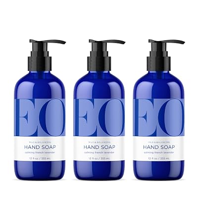 EO Liquid Hand Soap, 12 Ounce Pack of 3, French Lavender, Organic Plant-Based Gentle Cleanser with Pure Essential Oils