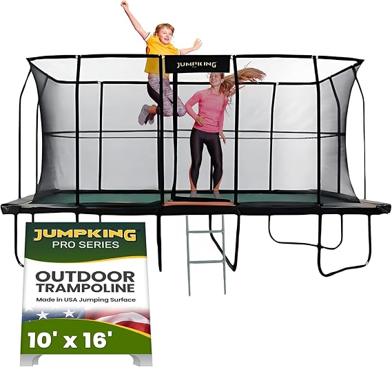 JumpKing Rectangle Trampoline for Outdoor Backyard Fun, Heavy-Duty Quality
