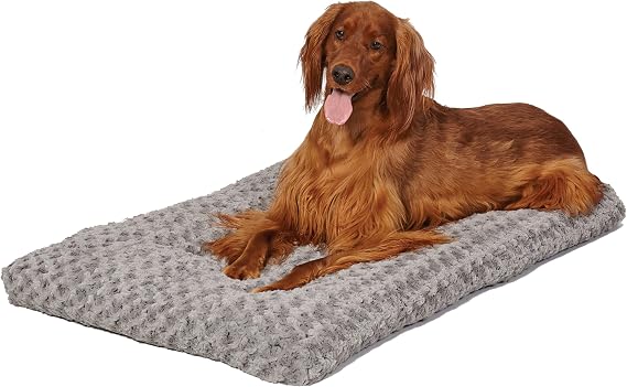 MidWest Homes for Pets Large QuietTime Deluxe Gray Ombre Swirl Plush Pet Bed, Machine Washable, Non-Skid Bottom, Soft Crate Mat for 42-inch Crates