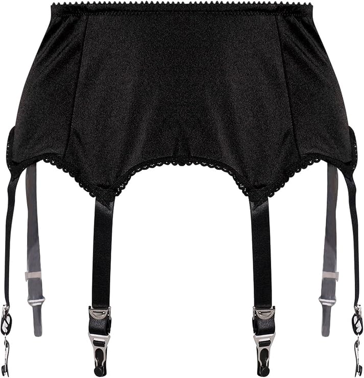 Women's Mesh Garter Belt High Waist Suspender Belt with Six Metal Clips for Womens Stockings/Lingerie