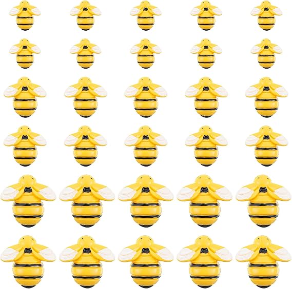 30 Pcs Small Resin Bees, 3 Sizes Bee Embellishments Bees Decor for Crafts, Honey Bee Decorations for DIY Art, Party, Home Table Decor