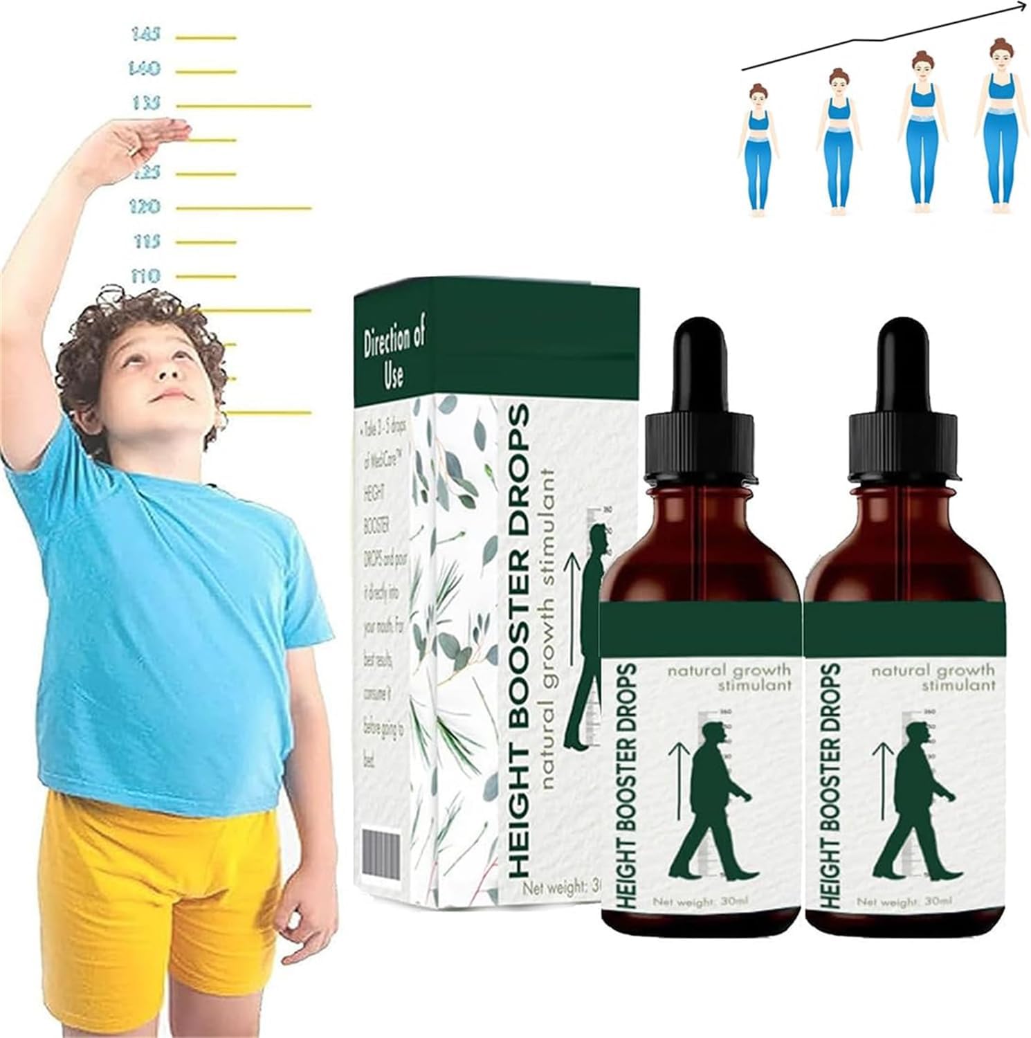 Medicare Height Booster Drops 2023 New Medicare Height Growth Drops Natural Herbal Height Increasing Essential Oil Height Growth Oil for Adolescent Bone Growth Reach Your Maximum Height 2 Pieces