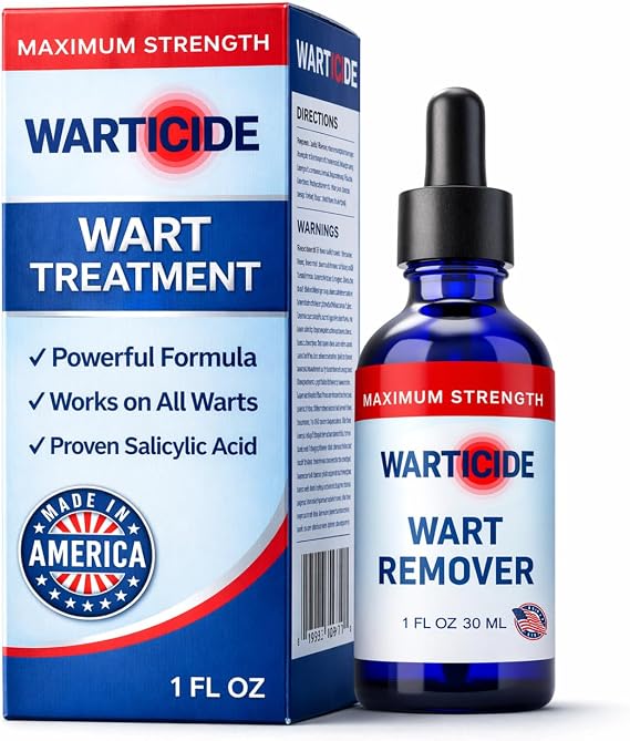 Liquid Wart Remover With 10% Salicylic Acid, Tea Tree & Cedar Leaf Oil - Max Strength Genital & Plantar Wart Treatment for Feet, Hands & Body - Made In USA - Freeze Off Alternative - 1 Fl Oz Dropper