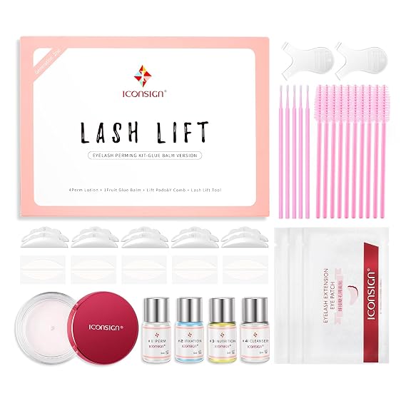 Lash Lift Kit, Gentle Formula Eyelash Perm Set with Enhanced Glue Balm, Suitable for Various Lash Types and Lengths, Semi Permanent Curled Eyelashes Lasting for 6-8 Weeks
