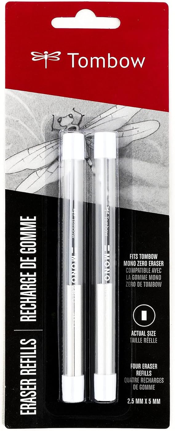 Tombow 57318 MONO Zero Eraser Refill Value Pack, Rectangle, 2.5mm, 4Pk