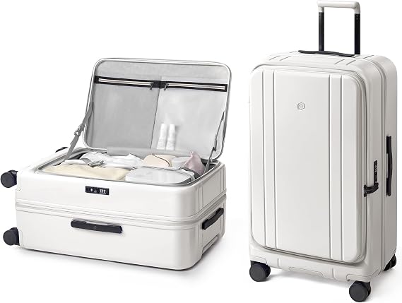 NINETYGO Large Checked Luggage 28 Inch, Top Opening Luggage Checking In Luggage, Expandable, PC Hard Shell, Larger Capacity Checked, TSA Lock, 360 Spinner Wheels (White,HBP)