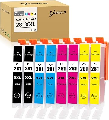 8 Pack CLI-281Ink Cartridge Replacement for Canon CLI-281XXL Use for Canon TR8520 TS9120 PIXMA TS6320 TR7520 TS8120 TS8320 2Black, 2Cyan, 2Magenta, 2Yellow