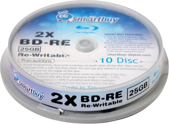 40 Pack Smartbuy 2X 25GB Blue Blu-ray BD-RE Rewritable Logo Top Blank Disc