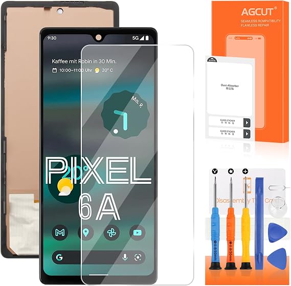 OLED Screen Replacement for Google Pixel 6A LCD Display for Google Pixel 6A GX7AS GB62Z G1AZG GB17L LCD Screen Digitizer Touchscreen Glass Panel Full Assembly with Repair Tools, Black with Frame 