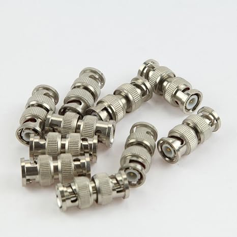 BNC Male to BNC Male Connectors for CCTV Security Camera System, Pack of 10