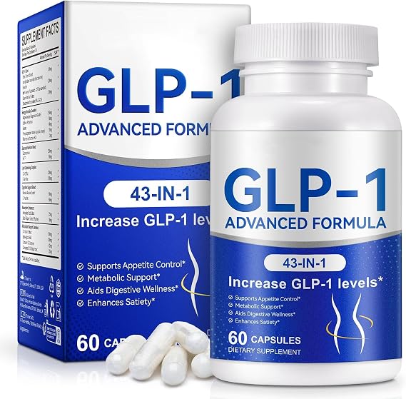 GLP-1 Supplement for Women & Men, 43-in-1 Natural Complex to Boost GLP-1 Levels, Support Appetite Control, Satiety, Metabolism & Digestive Health, Probiotic Nutritional Supplements - 60 Capsules