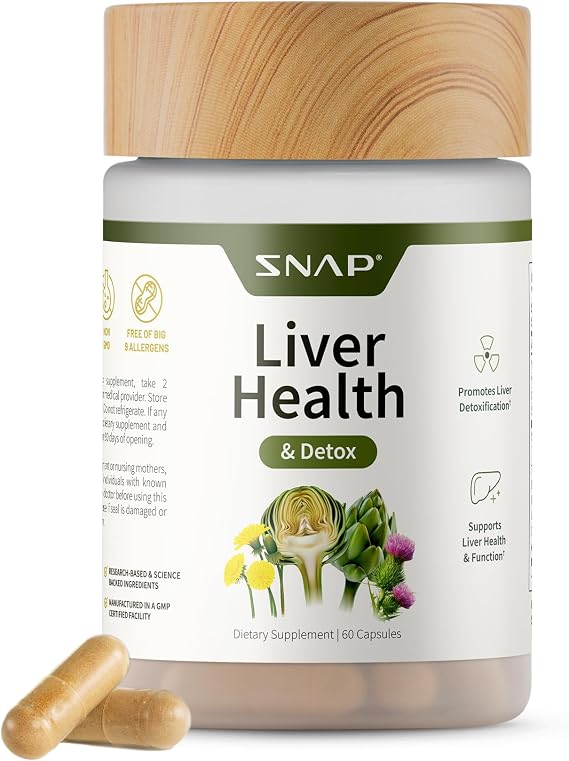 Snap Supplements Milk Thistle Silymarin Liver Support & Detox, 60 Capsules
