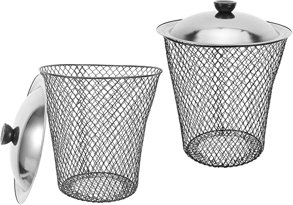 Metal Compost Containers with Lid, Backyard and Garden Trash Can - Ventilated Worm Compost Bins for Sustainable Soil Improvement - Set of 2
