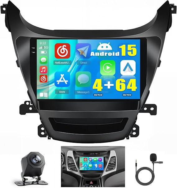 Hikity 4+64G DSP Android 15 Car Stereo for Hyundai Elantra 2014-2016
