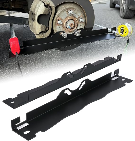 Heavy Duty Toe Alignment Tool Plates, Upgrade Stainless Steel Wheel Alignment Tool Plate with Hanging Holes for Easy Wall-Mounted Storage, Black(Excluding Tape Measures)
