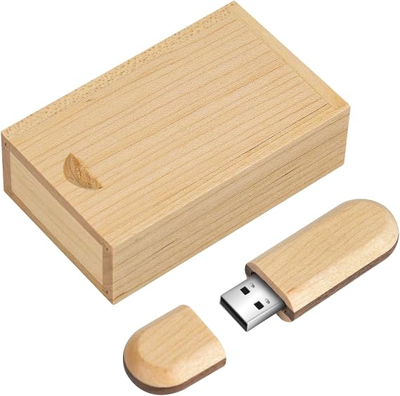 USB 2.0 Flash Drive Two-Color Wood USB 2.0 Memory Stick Pen Drives with Wooden Box (16GB, Wood)