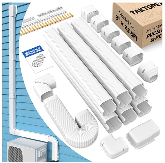 3'' 22.5 Ft Mini-Split Line Set Cover, AC Pipe Cover Line Hide Lineset Kit