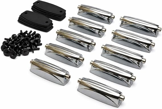ROSS Percussion Double End Drum Lugs Chrome 10 Pack with Gaskets Screws 2 Inch Spacing 7/32 Thread