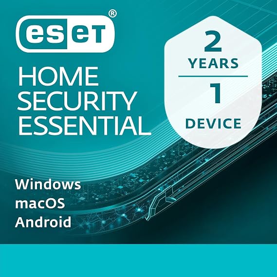 ESET HOME Security Essential 2026 | 1 Device | 2 Years | Antivirus, Safe Banking, Safe Browsing, Anti-Phishing, Webcam Protection, Microphone Monitor | Activation Code by Post