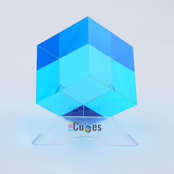 CMY Cubes C Cube (50mm) - Cyan Hue Optical Color Cube - Diamond Polished - Teaches Subtractive Color Mixing - Educational/Scientific/Physics & Kinetic Art Desk Object