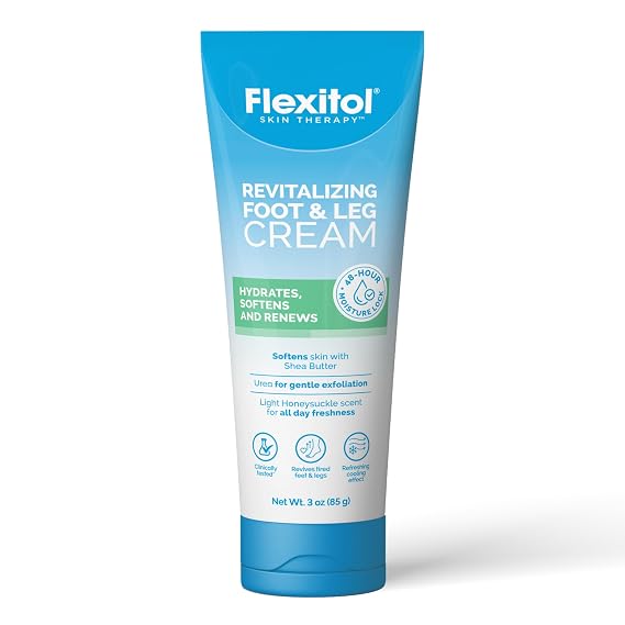 Flexitol Revitalizing Foot & Leg Cream, 10% Urea, Hydrates & Soothes | 3 oz | Locks in Moisture for Up to 48hrs, Cooling Sensation, Clinically Tested, Fast-Absorbing, Gentle Fragrance, Diabetes-Friendly