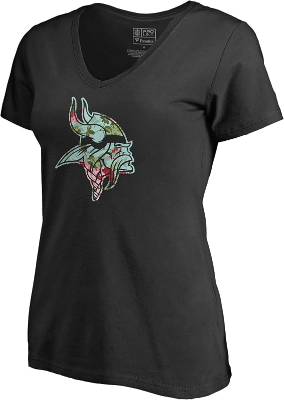 Women's Black Minnesota Vikings Lovely V-Neck T-Shirt