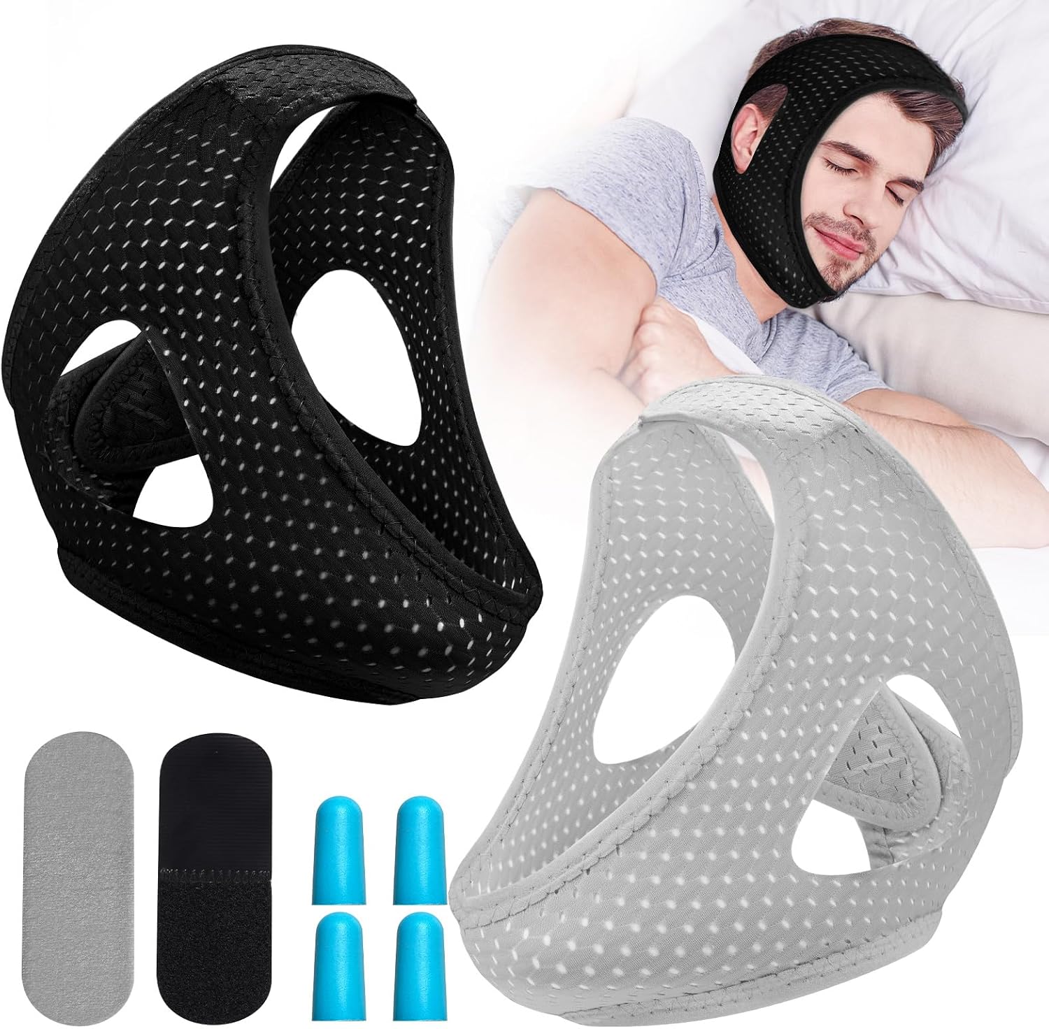Snoring Chin Strap for Users,Anti Snoring Chin Strap for Sleeping, 2 Pack Adjustable Jaw Support Strap to Keep Mouth Closed, Snoring for Men Women, Comfort Fit Nighttime Sleeping Aid