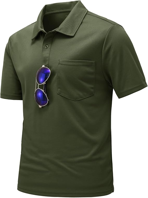 TBMPOY Men's Polo Shirts with Pocket Short Sleeve Casual Sports Golf Shirt