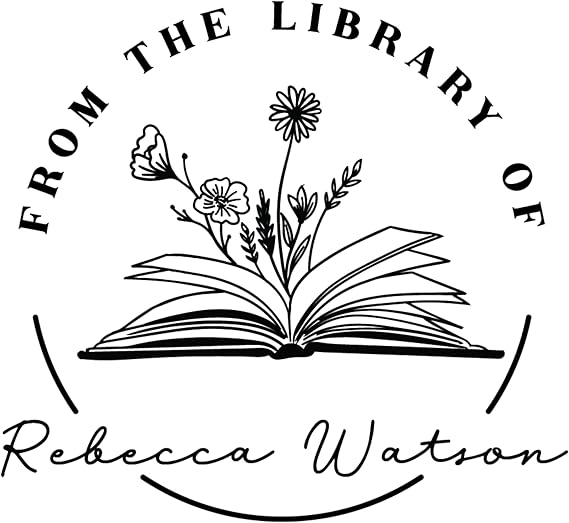 Pickled Stamps from The Library of | Ex Libris | Floral Book Stamp | Personalized Book Embosser | Custom Library Embosser | Self-Inking Wood Handle Floral 2