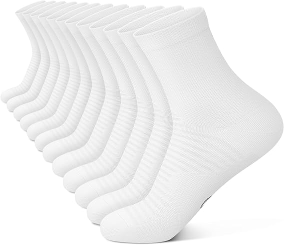 Compression Running Ankle Socks Men & Women 6 Pairs Quarter Cycling Socks | Athletic Running Socks with Moisture-Wicking, Arch Support & Ankle Support, for Cycling, Walking, Golf, Work, Everyday Use