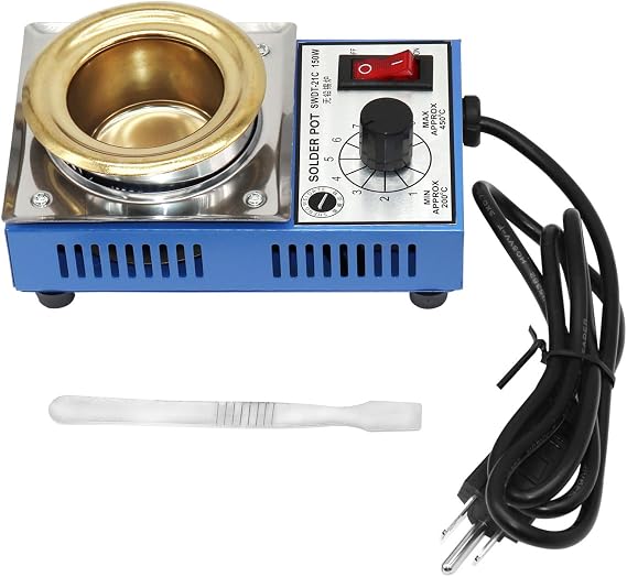 50mm 110V 150W Lead-Free Solder Pot with 500g Capactity & BGA Solder Paste Scraper for Welding and Soldering Bath