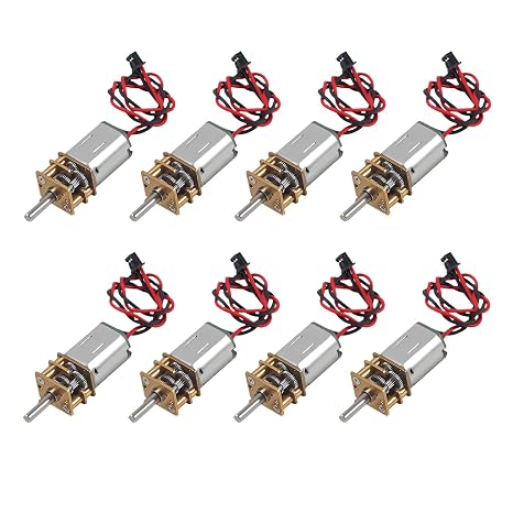 N20 Gear Motor 8 Pack, 3mm D Shaft 3V-6V Slow Speed for Model Vehicles, Full Metal Gear Reducer