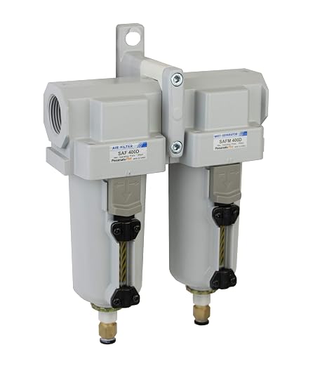 PneumaticPlus SAFU430-N04-MEP Air Particulate (10 m), Coalescing (0.1 m) Filter Combo, 1/2" NPT, Metal Bowl w/Manual Drain