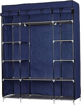 Wardrobe Storage Closet,5-Tier 12-Compartment Non-Woven Fabric Wardrobe Portable Closet Organizer Shelf Standing Closet(133x46x170cm) (Navy)