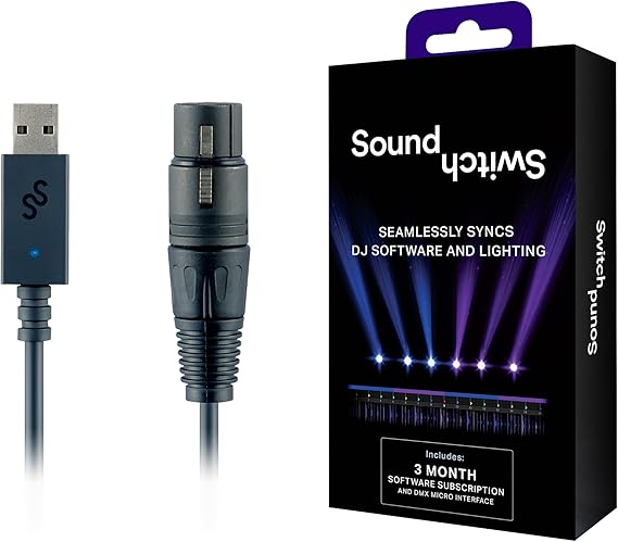 SoundSwitch Micro DMX Interface | Compact USB-DMX writing interface SoundSwitch Software 3 Months Free Trial Included, Compatible with Philips Hue Smart Light