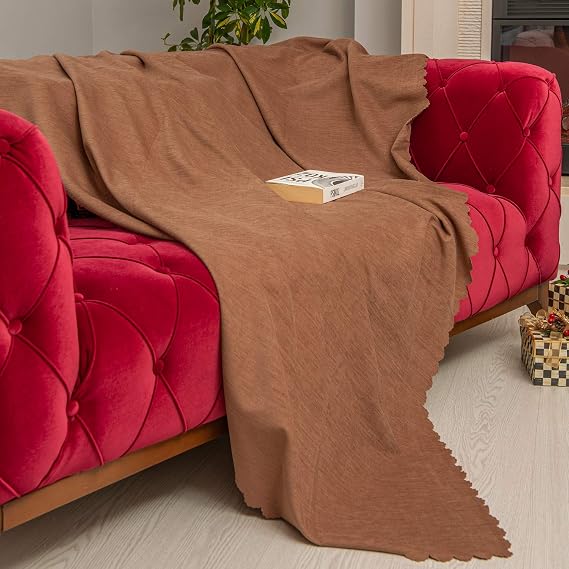 LATUDA CONCEPT Koltuk Örtüsü Şönil Kaymaz Çift Taraflı Çekyat Örtüsü Koltuk Şalı 175x215 - KAHVE