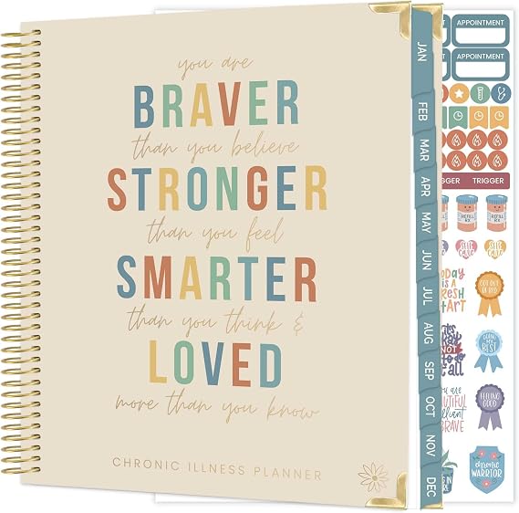 bloom daily planners Undated Chronic Illness Planner & Medical Journal - 12 Month Pain & Symptom Tracker, Mood & Medication Log, Appointment Organizer (7 x 9)- You Are Stronger Than You Think