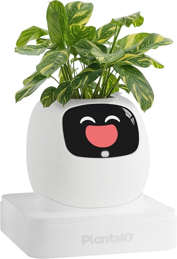 PLANTSIO Ivy Smart Flower Pot for Home Decoration Plants Companion Tidy Desk Setup Gift Pet Planter Robot Guide to Plant Care with Emoji