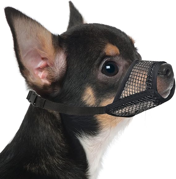 Mayerzon Dog Muzzle, Soft Mesh Muzzles for Small Dogs Biting | Black, XXS