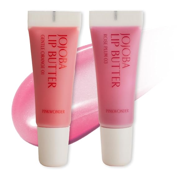 PINKWONDER Jojoba Lip Butter Set (01 Gentle Orange & 03 Rose Plum)