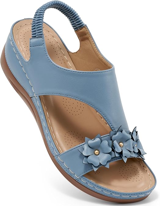 Reimferce Dressy Wedge Sandals for Women: Comfortable Casual Walking Wedges for Party Vacation Birthday Wedding Indoor for Home House Office