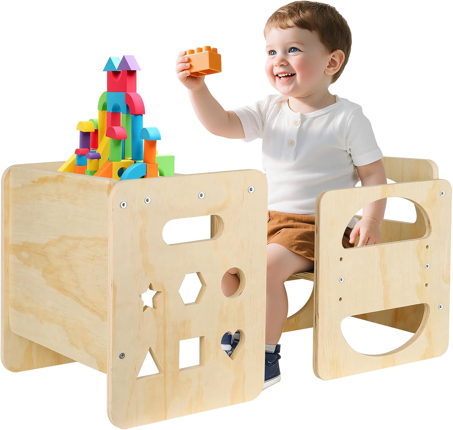 Toddler Table and Chair, Kids Table and Chair Sets, Montessori-style Weaning Toddler Table and Chair Sets for Children, for Play/Dining/Drawing, Ideal for 1-3 Years Old, Easy to Install