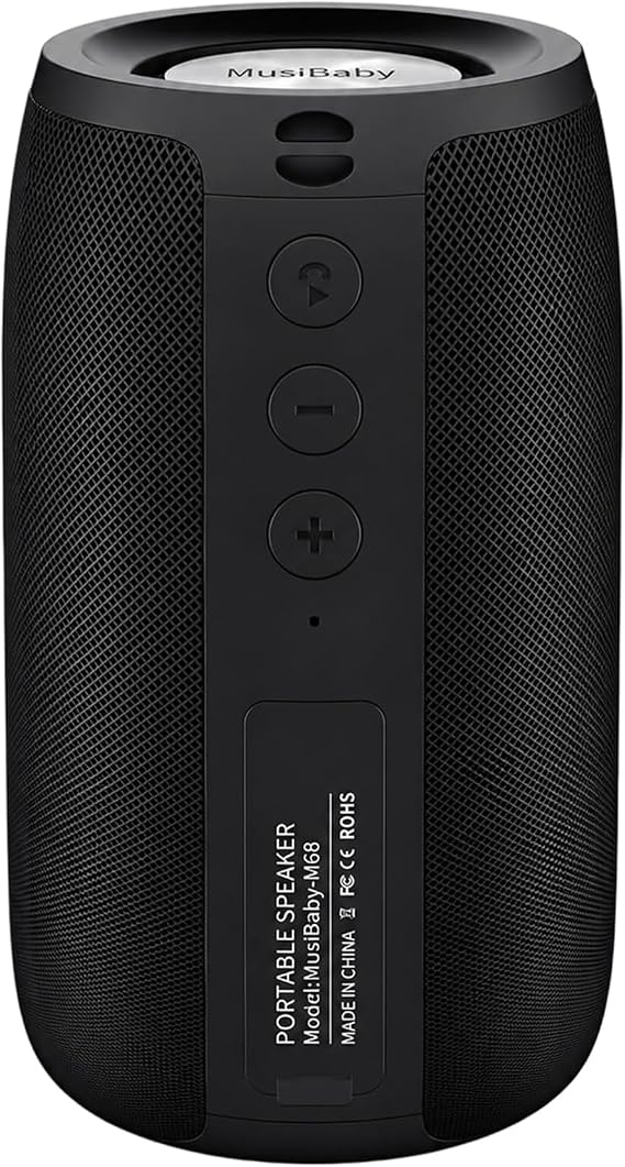 Musibaby M68 Bluetooth Speaker, 12W, IPX5, Black