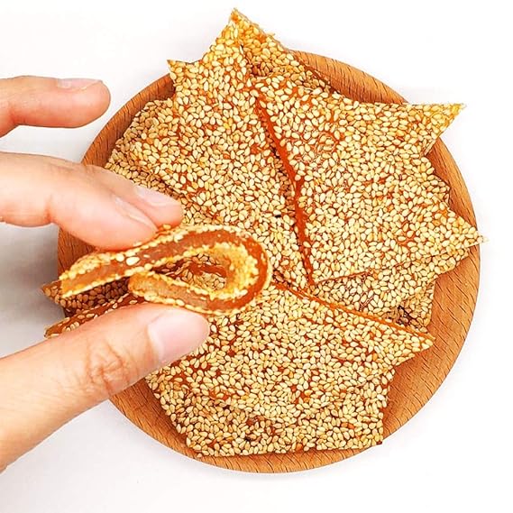 HelenOu666 Chinese Traditional Classical Childhood Snacks Soft Chewy Sticky Sesame Candy (250g/8.8oz)