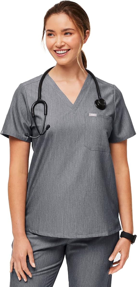 FIGS Catarina One-Pocket Scrub Top for Women - Graphite, L